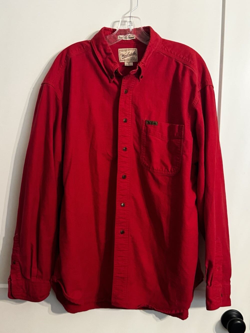 Vintage Woolrich Red Sportsman Chamois Flannel Button Shirt Mens Sz XL Outdoor